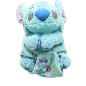 Disney Babies Stitch Plush in Swaddle Kids Blue Excellent Tropical Print Toy
